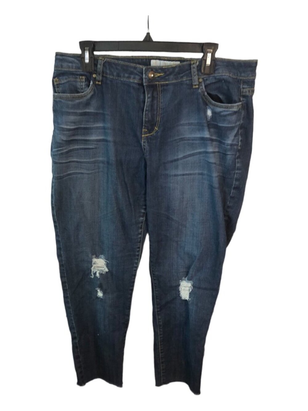 Boho Boston Proper Jeans Distressed Skinny Cropped Tattered Hem Sz 16